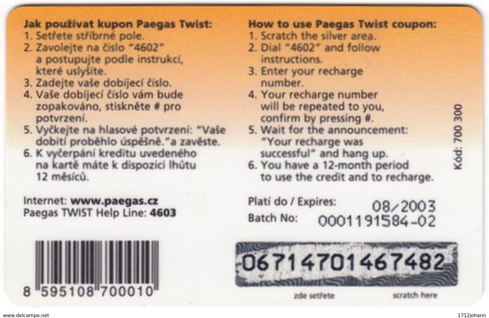 CZECH REP. D-148 Prepaid Twist - Used - Tchéquie