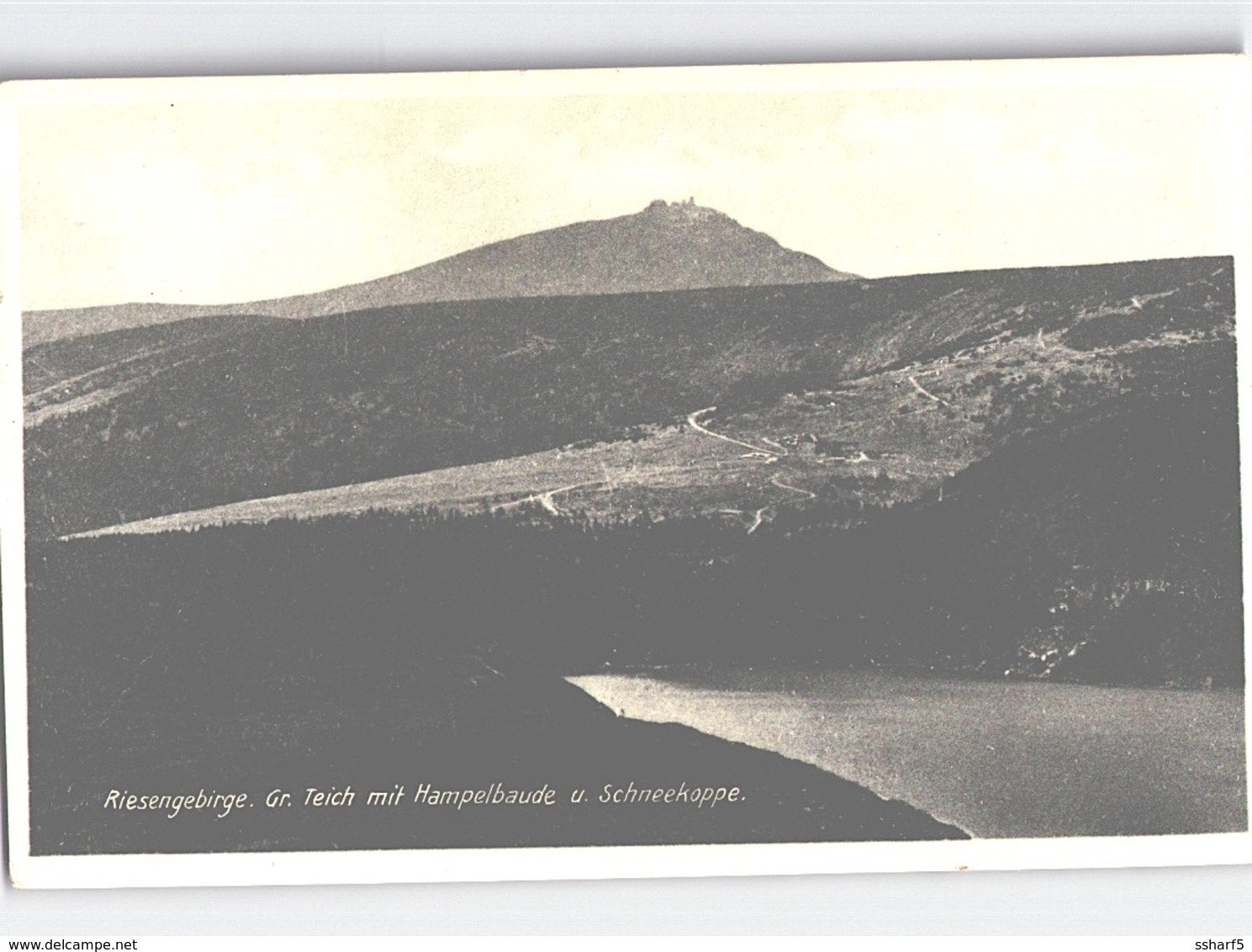 KRUMMHÜBEL Luftkurort Stempel Schneekoppe Schön. Frankatur AK Hampelbaude 1936 - Schneeberg