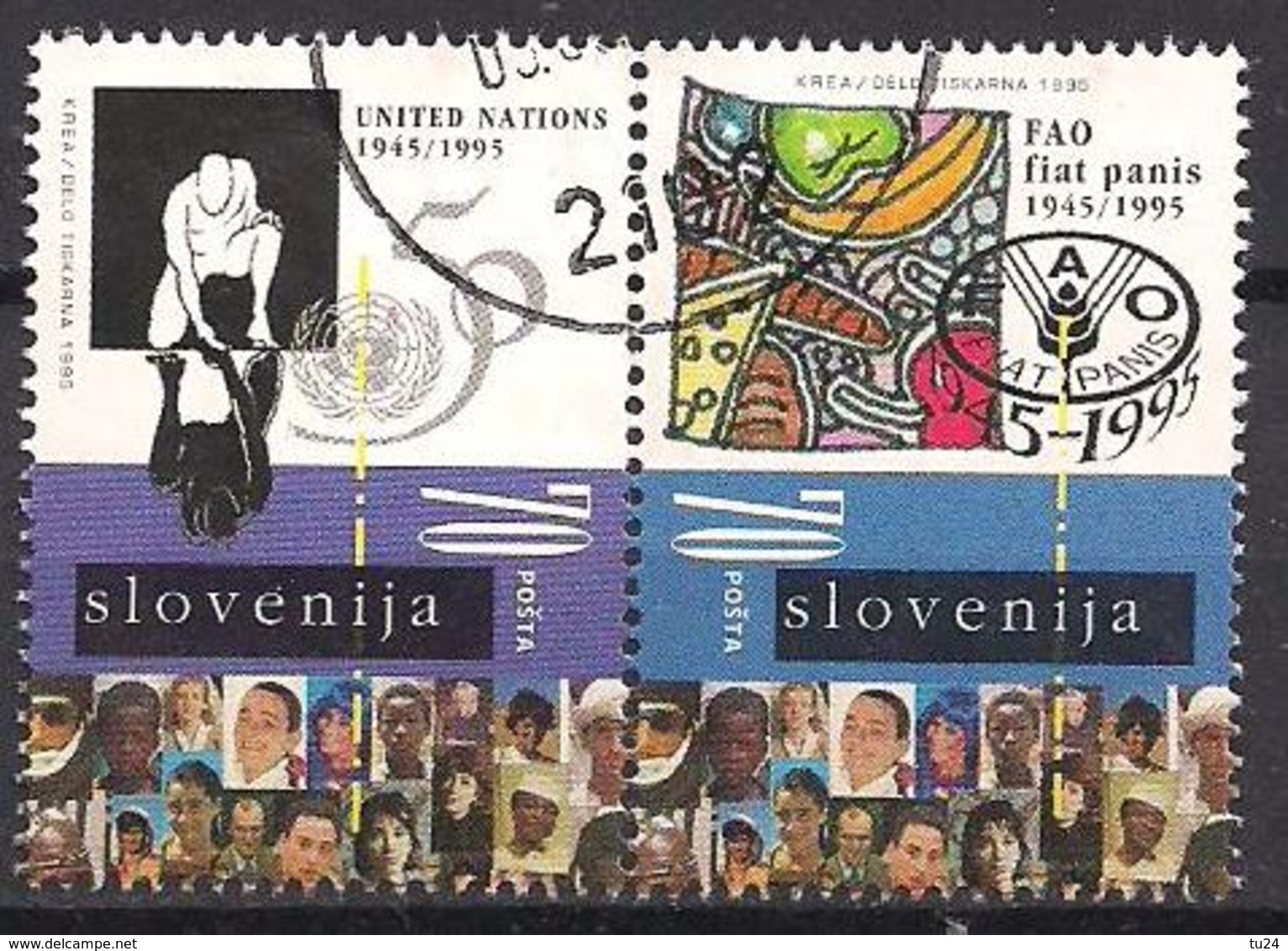 Slowenien  (1995)  Mi.Nr.  123 + 124  Gest. / Used  (13ee07)  UNO - Slowenien