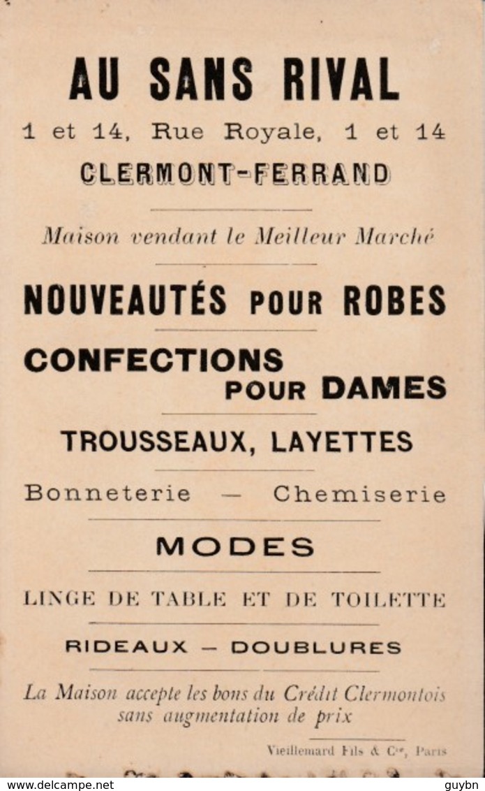 < Chromo Au Sans Rival Clermond Ferrand .. Le Premier De L' An ..robes, Troussseaux, Layette, Bonneterie, Chemiserir - Sonstige & Ohne Zuordnung