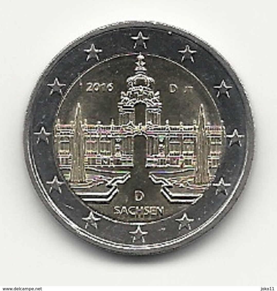 2 Euro, 2016, Sachsen, Prägestätte (D), Vz, Guterhaltene Umlaufmünze - Duitsland