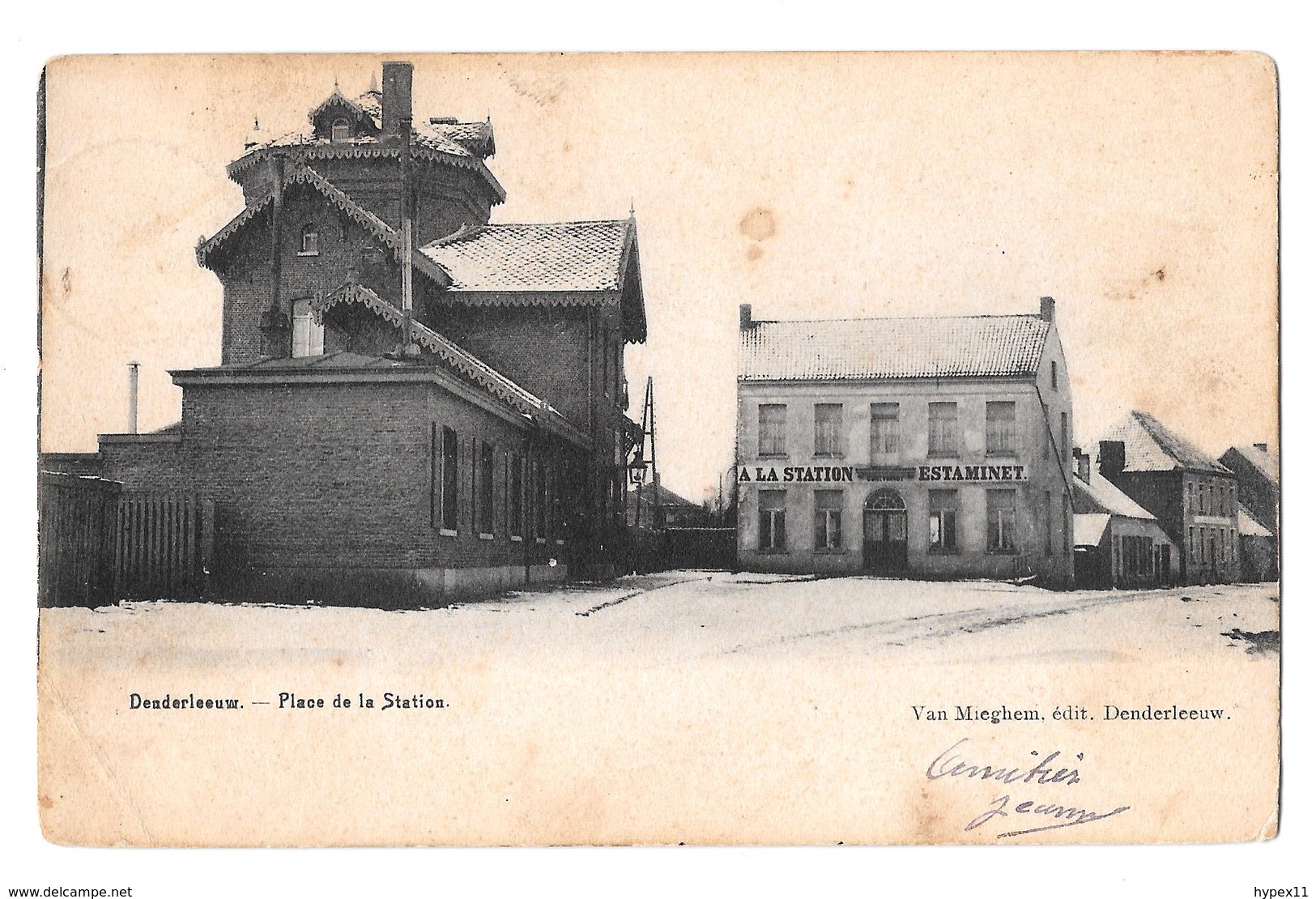 Denderleeuw Place De La Station Estaminet Van Mieghem édit 1904 - Denderleeuw