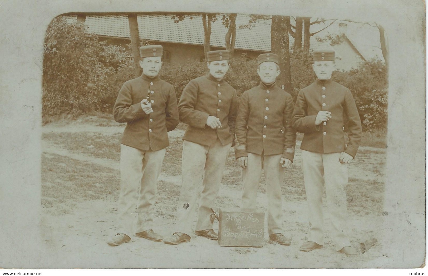 Superbe Carte Photo - SENZEILLES Au Camp De BEVERLOO - 7EME Régiment De Ligne - Cachet De La Poste 1905 - Oorlog, Militair