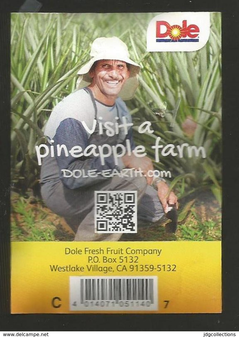 # PINEAPPLE DOLE TROPICAL GOLD MY ENERGY Size 7 Fruit Tag Balise Etiqueta Anhanger Ananas Pina Costa Rica - Fruits & Vegetables