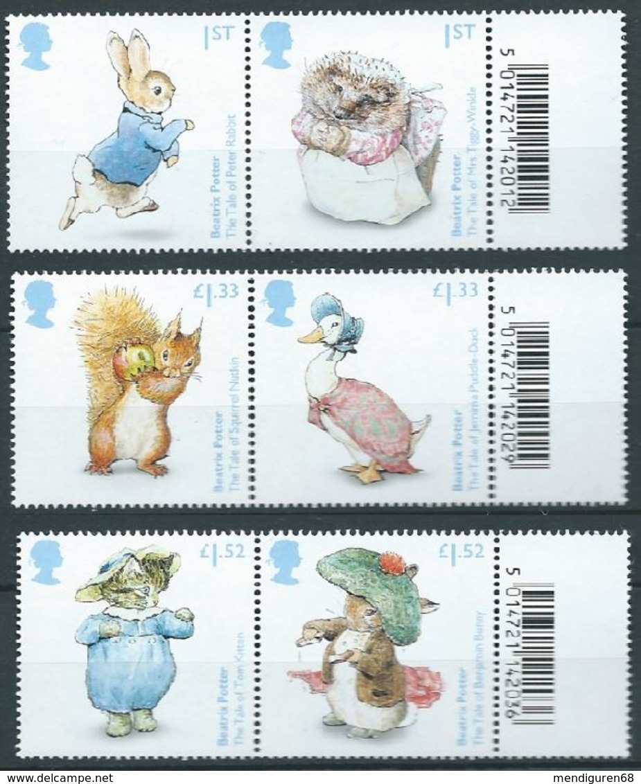 GROSSBRITANNIEN GRANDE BRETAGNE GB 2016 BEATRIX POTTER SET OF 6 V.  SG 3856-61 MI 3914-19 YV 4326-31 - Ongebruikt