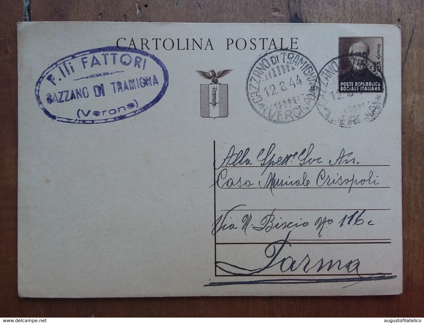 R.S.I. - Cartolina Postale Mazzini Senza Francobolli Aggiunti - Viaggiata + Spese Postali - Storia Postale