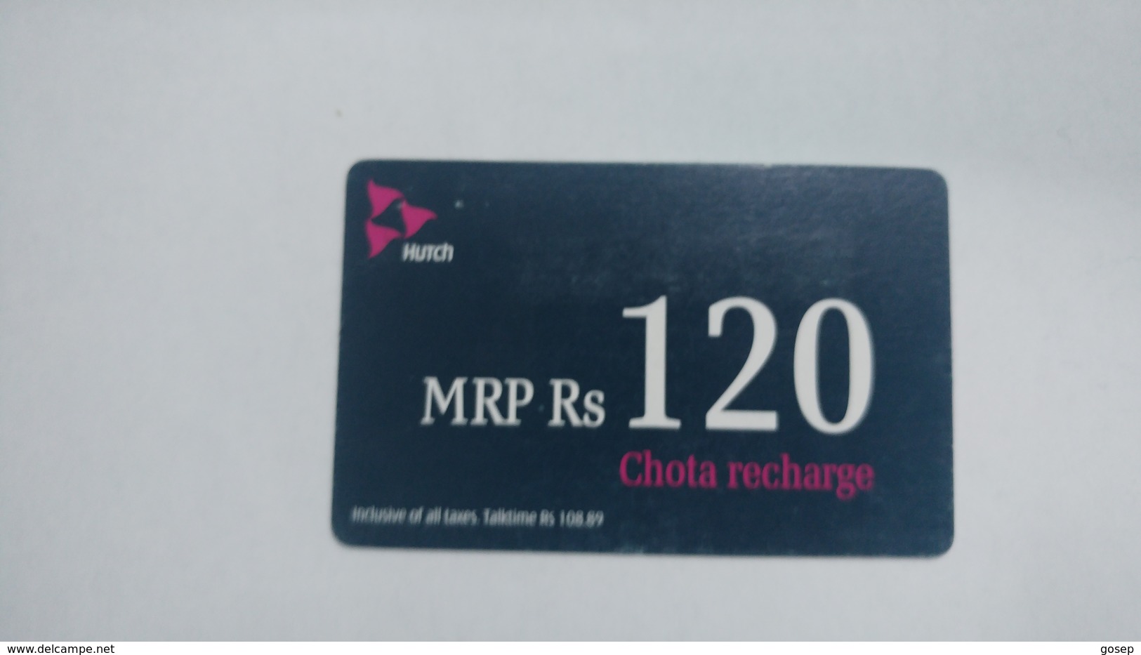 India-hutch Prepiad Chota Recharge-(7f)-(mrp Rs.120)-(6/4/2009)-card-used+1 Card Prepiad Free - Inde