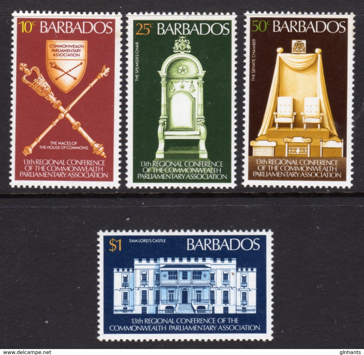 BARBADOS - 1977 COMMONWEALTH PARLIAMENTARY CONFERENCE SET (4V) FINE MNH ** SG 582-585 - Barbados (1966-...)