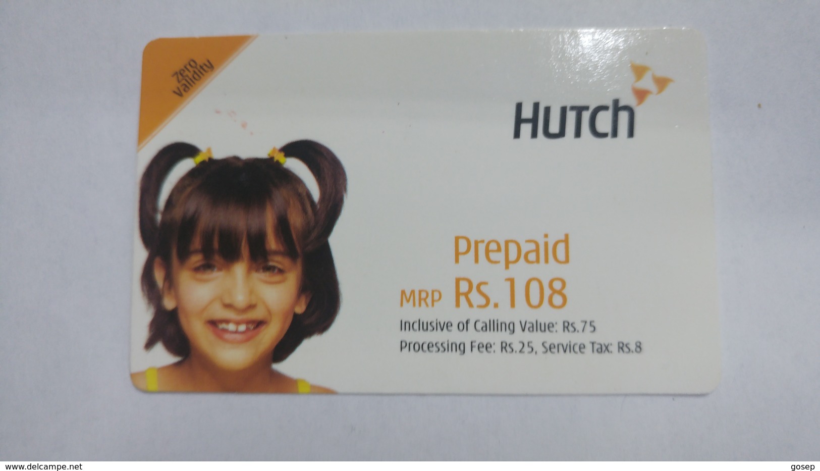 India-hutch Prepiad-(11c)-prepiad-(rs.108)-(2/4/2005)-prepiad Card-used+1 Card Prepiad Free - India