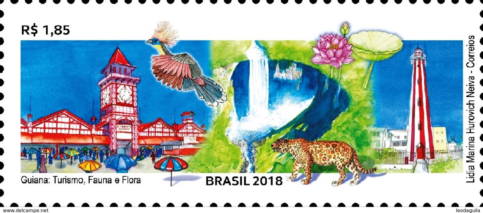 BRAZIL 2018  - GUYANA , TOURISM, FLORA AND FAUNA  -   KAIETEUR FALLS - 1v  MINT - Unused Stamps