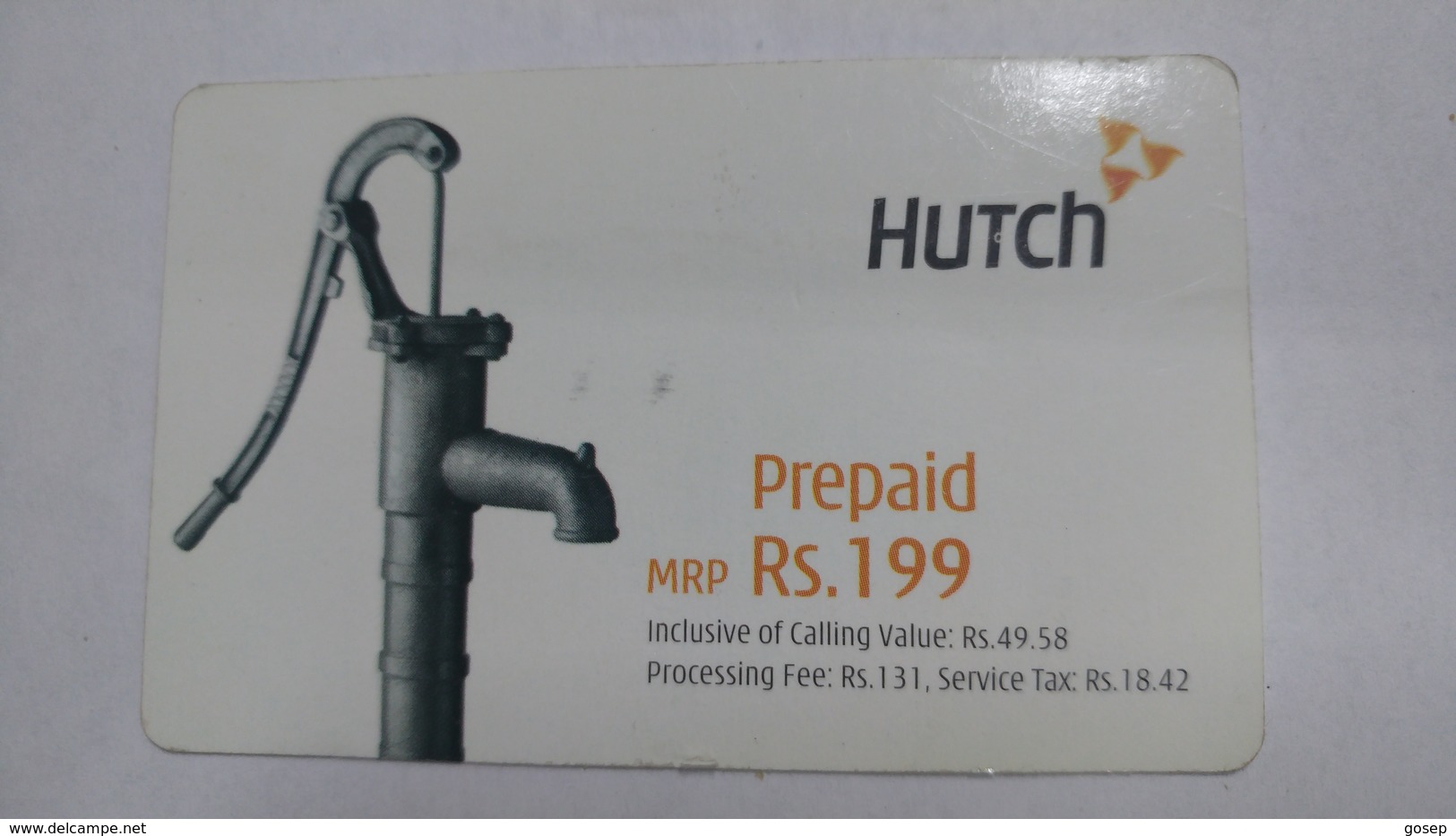 India-hutch Prepiad-(11f)-prepiad-(rs.199)-(4/8/2008)-prepiad Card-used+1 Card Prepiad Free - Indien