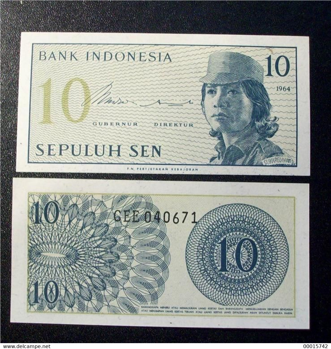 INDONESIA 5 SEN 1964 UNC + INDONESIEN 10 SEN 1964 UNC D-0396 - Indonésie