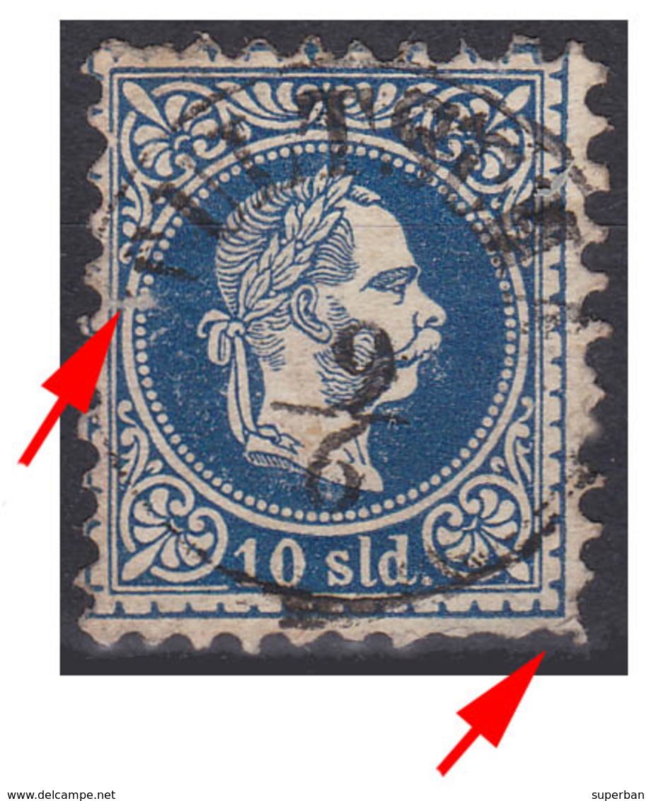 AUSTRIA / ÖSTERREICH - LEVANT - 1867 (10 SLD - Mi. 4I) - STEMPEL : TULTSCHA / TULCEA On DANUBE - ROMANIA - RRR ! (aa250) - Levante-Marken