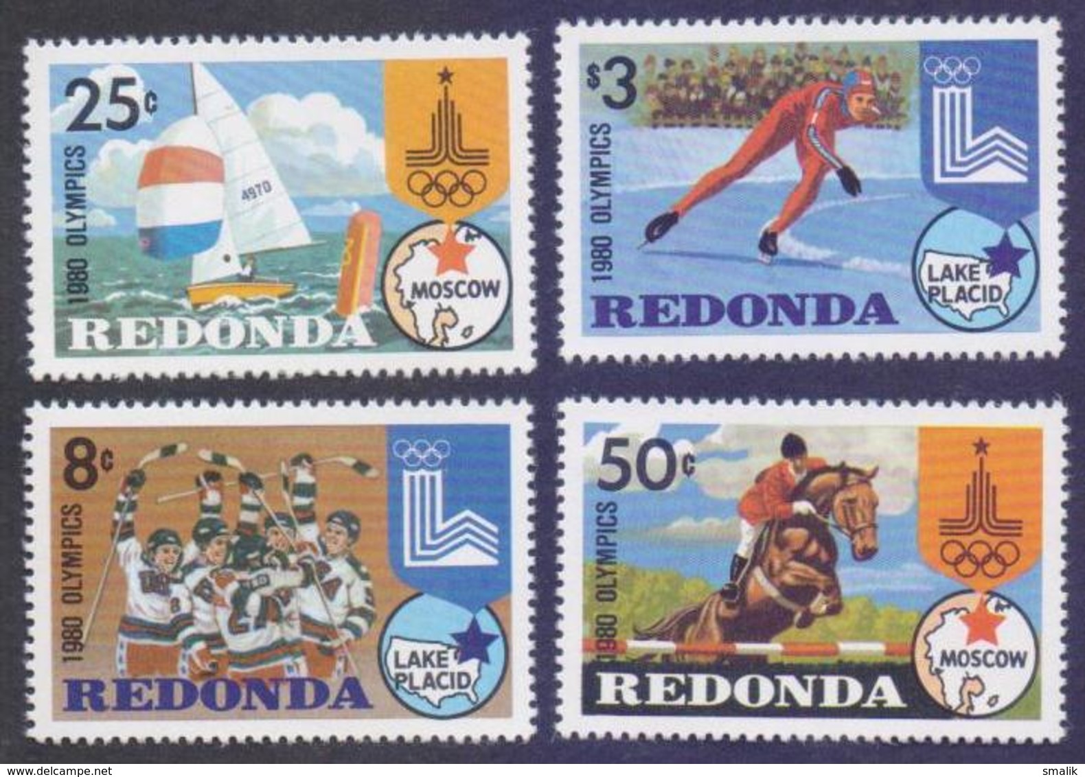 REDONDA (Antigua) 1980 - Lake Placed Olympiics, Complete Set Of 4v. MNH - Estate 1980: Mosca