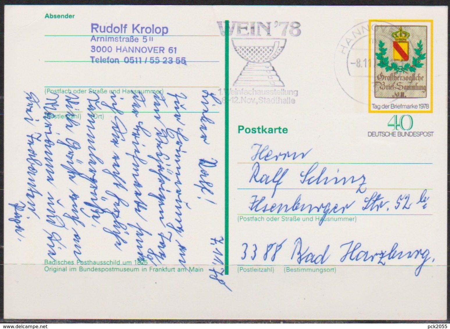 BRD Ganzsache PSo 5 Tag Der Briefmarke  Gelaufen MWST. Hannover ( D 6403 )  Günstige Versandkosten - Postkarten - Gebraucht