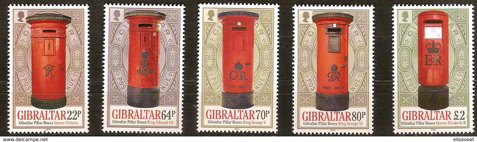 Gibraltar 2016 Micheln°  1751-1755 *** MNH  Pillar Boxes Postbussen Boîtes Postales - Gibraltar