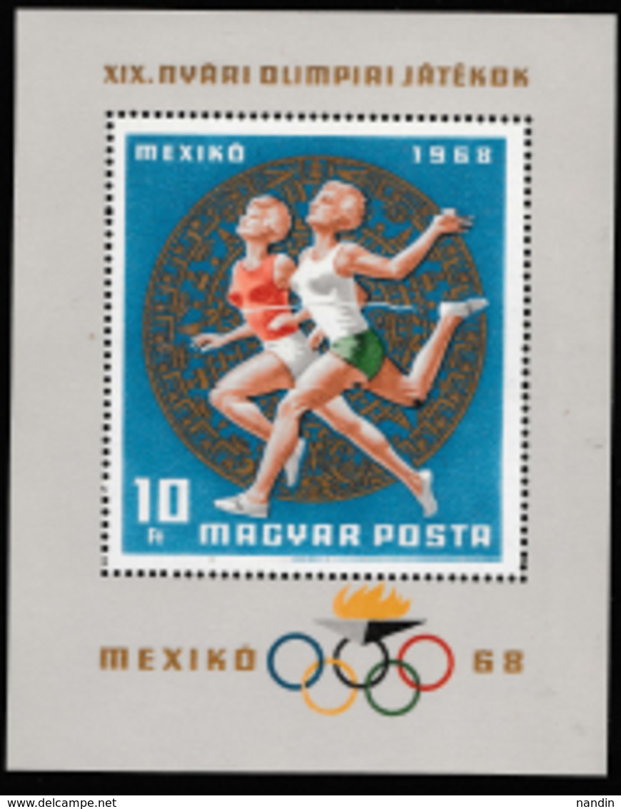 1968 MEXICO CITY OLYMPIC MNH   MINATURE SHEET  FROM HUNGARY/SPORTS/MEDAL WINNERS/ATHLETICS - Zomer 1968: Mexico-City