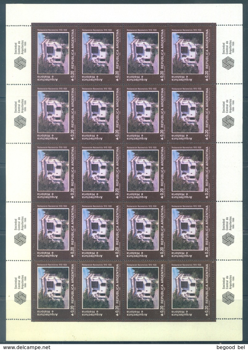 ARGENTINA - MNH/** - 1985 - SHEET OF 25 STAMPS - Yv 1521 - Lot 18458 - Neufs