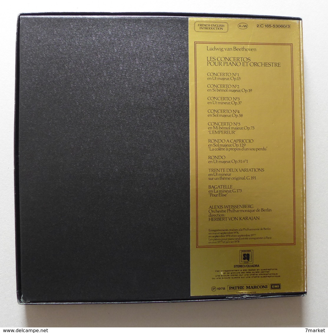 LP/ Beethoven - Les Cinq Concertos / Weissenberg, Karajan, Orchestre Philharmonique De Berlin / Coffret 4 LP - Classique