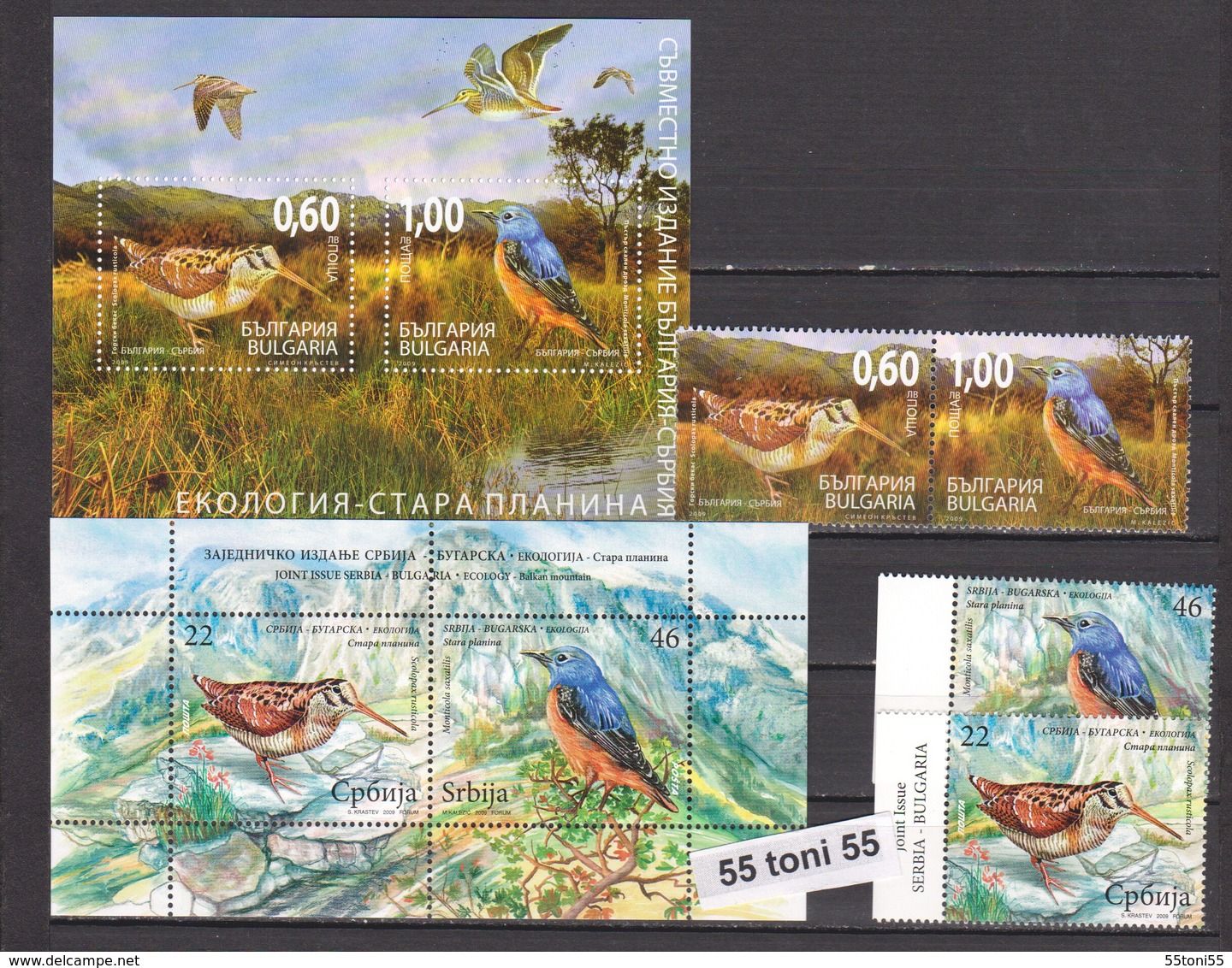 2009  Ecology - Oiseaux , Emision Commune - Bulgarie / Serbien 4v.+2 S/S  BULGARIA / BULGARIE - Emissions Communes