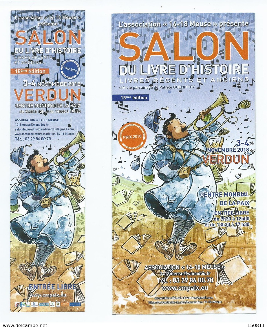 MARQUE PAGES + PROGRAMME ( DUO) SALON DU LIVRE D'HISTOIRE VERDUN 2018 - Marcapáginas