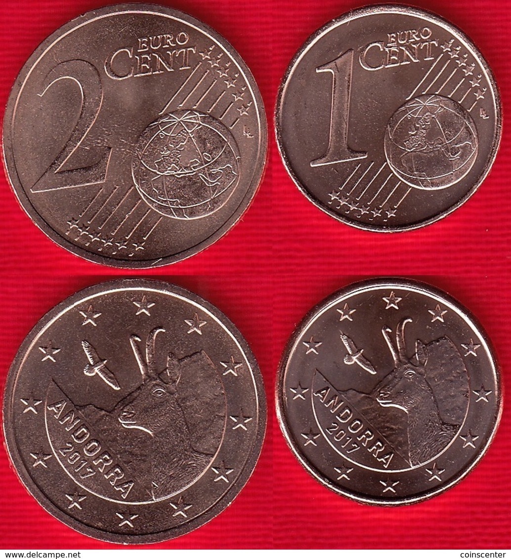 Andorra Euro Set (2 Coins): 1 + 2 Cents 2017 UNC - Andorra