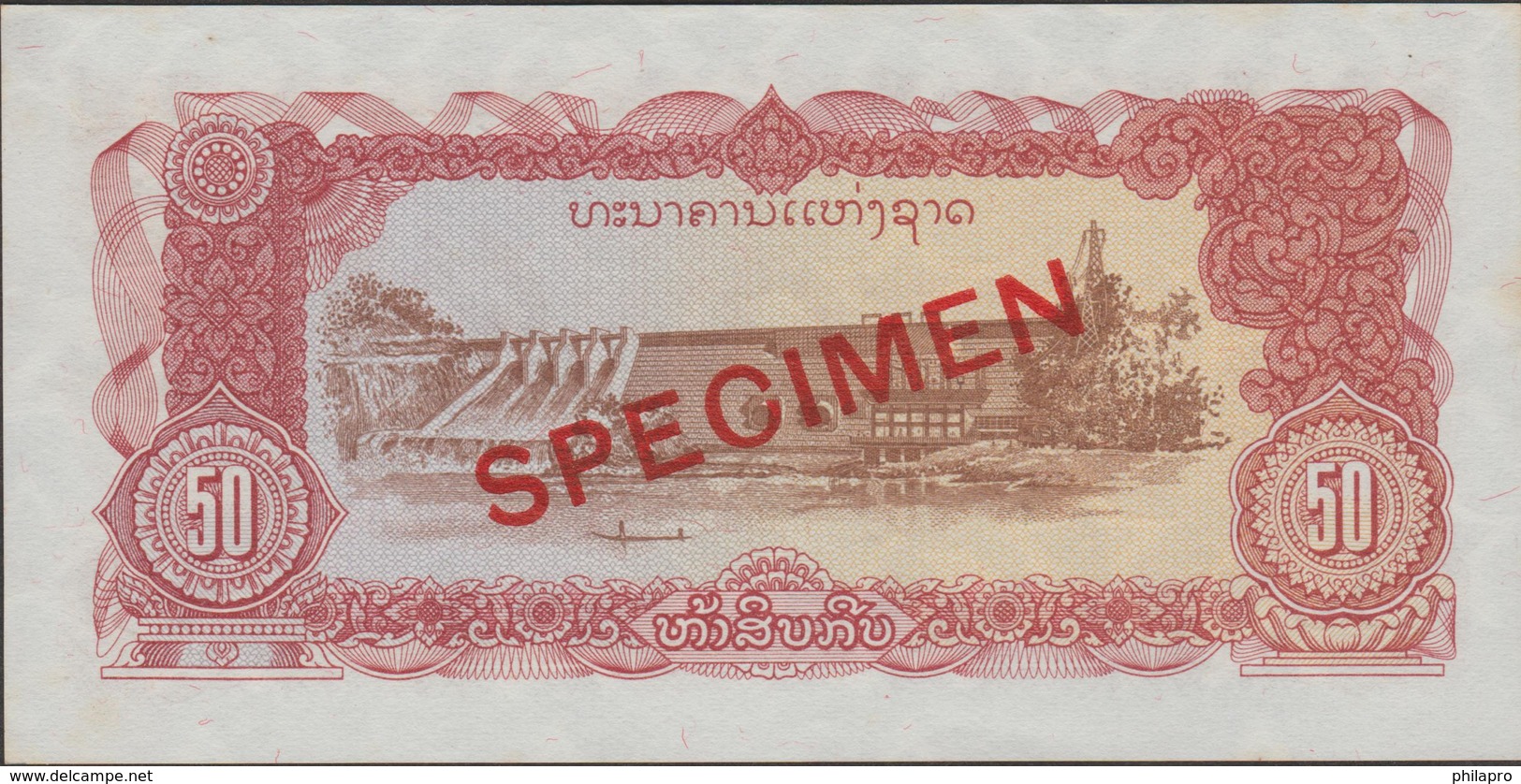 LAOS  SPECIMEN  BANKNOTEPICK N°29  50 KIP VF  See 2 Scans - Laos