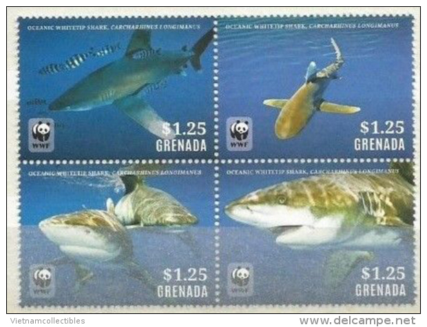 (WWF-535) W.W.F. Grenada MNH Perf Stamps 2014 : Whitetip Shark / Fish - Ongebruikt