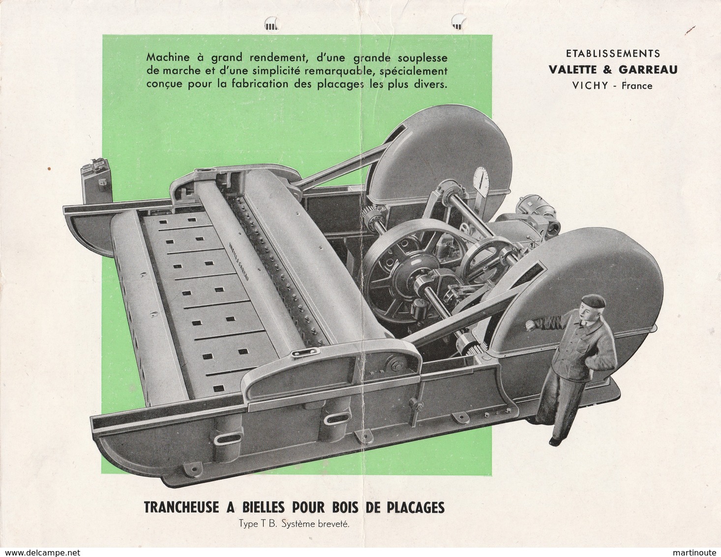 - 03 - VICHY - 4 Feuillets 210mm X 280mm Recto-verso établissements VALETTE & GARREAU Pour Machines à Bois. - Advertising