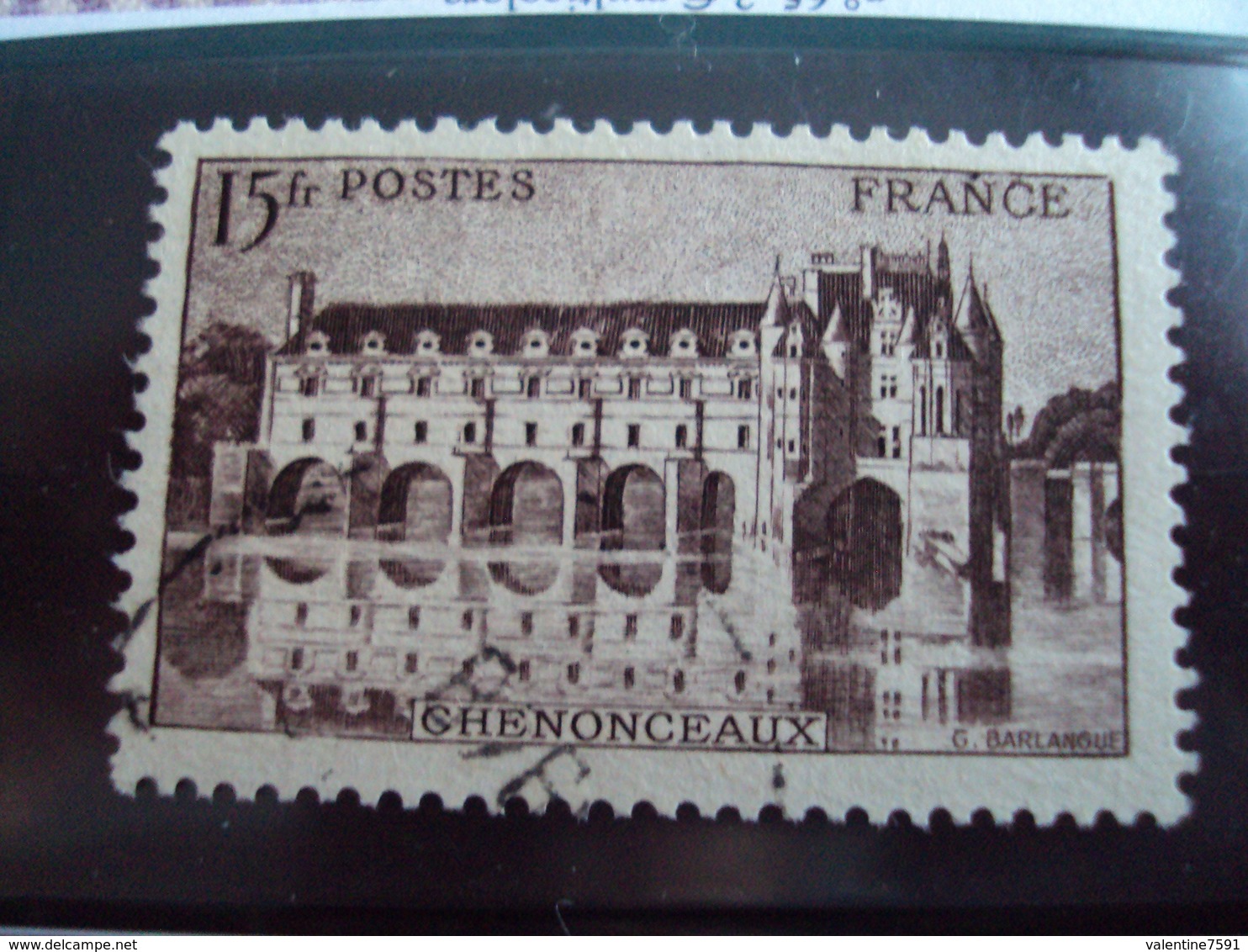 1900-1945-timbre Oblitéré N° 610  Brin Lilas-    "  Chenonceaux  15 F"     Cote  0.65      Net 0.20 - Oblitérés