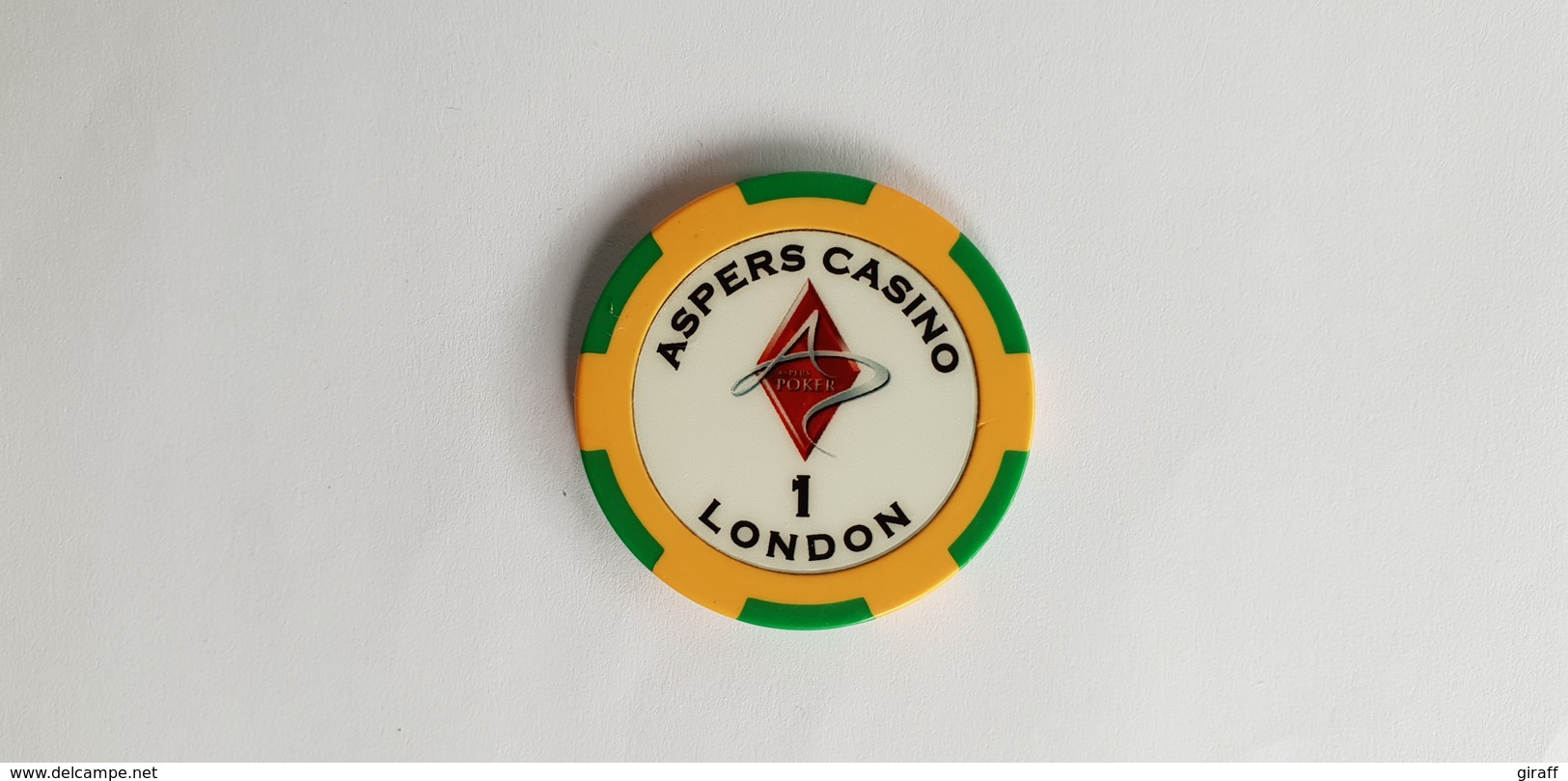 Aspers Casino Poker London UK 1 GBP Casino Chip Jeton - Casino