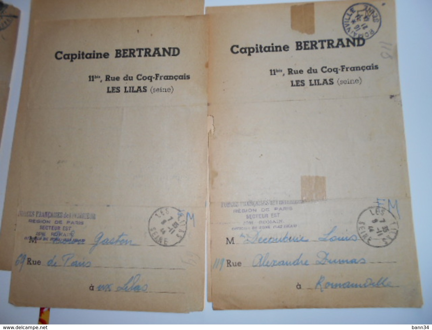 Lot De 6 Courriers FM Liberation Paris 1944 Franchise Militaire Ffi Ftp Resistance Romainville - Guerre De 1939-45