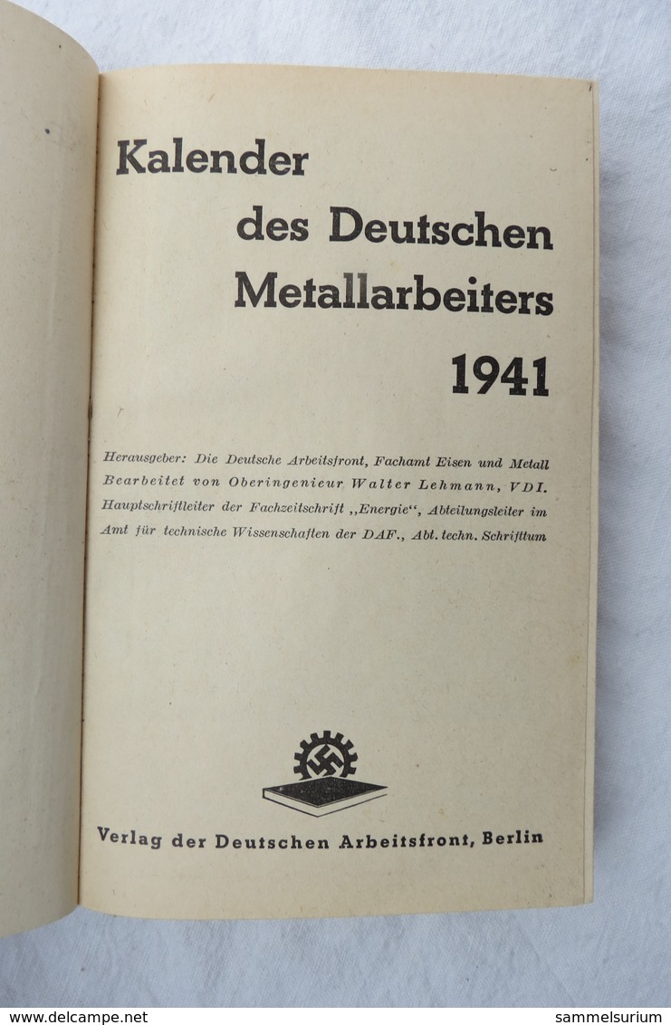 Kalender Des Deutschen Metallarbeiters Von 1941 - Calendarios