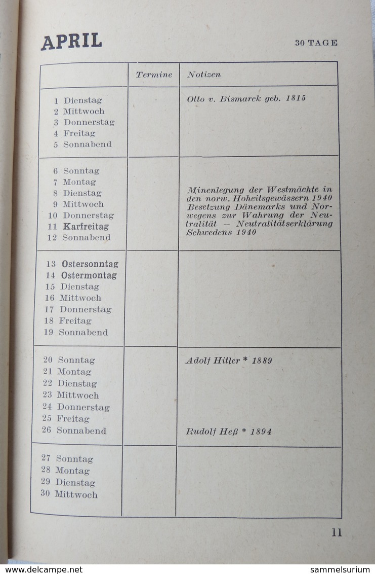 Kalender Des Deutschen Metallarbeiters Von 1941 - Calendarios