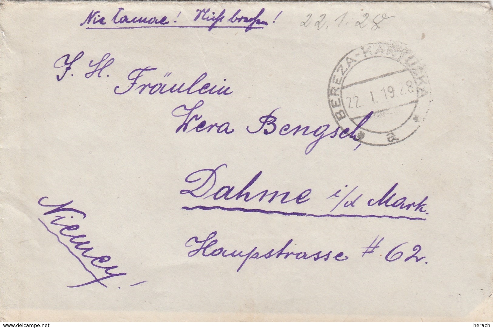 Pologne Lettre Bereza Pour L'Allemagne 1928 - Covers & Documents