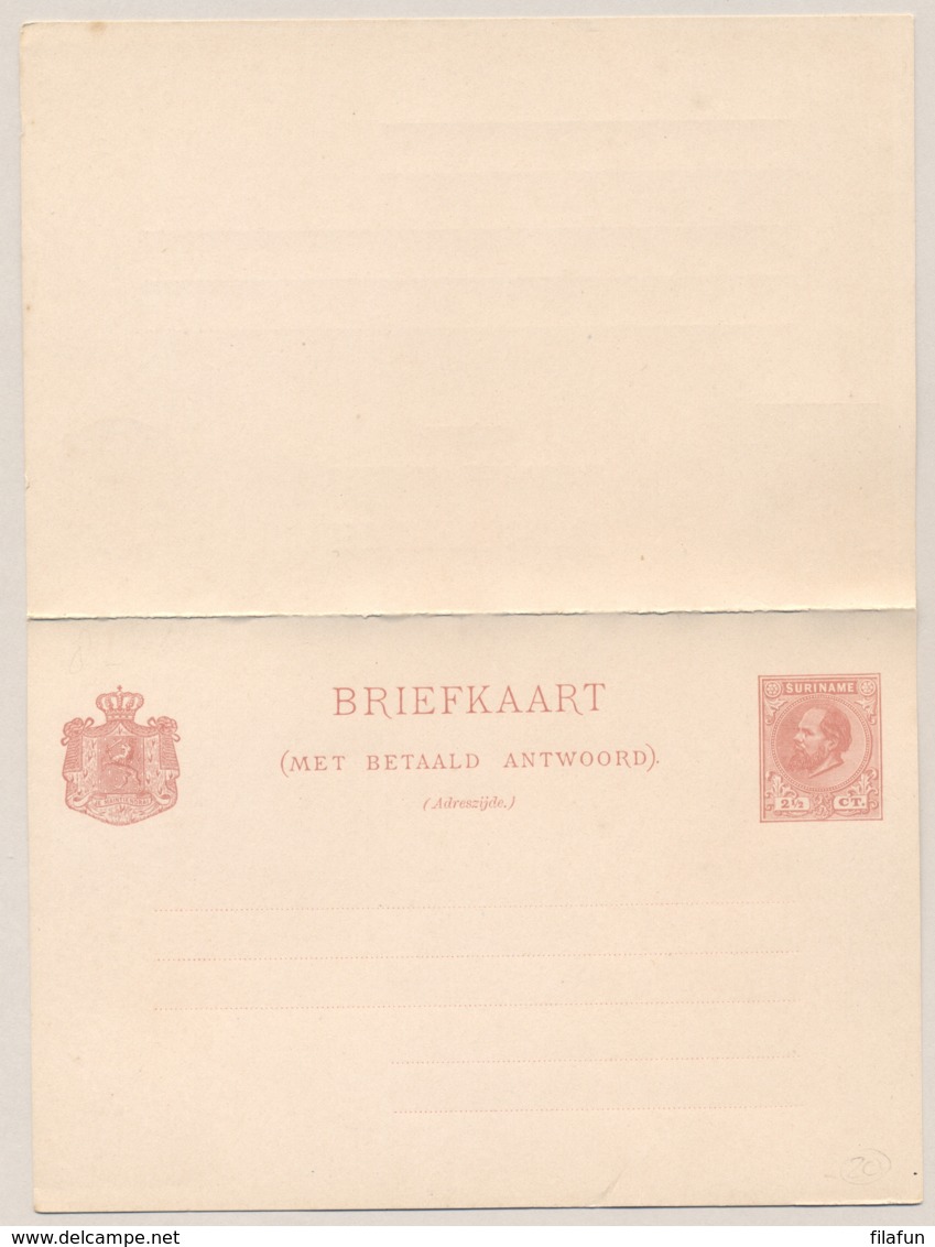 Suriname - 1889 - 2,5+2,5 En 5+5 Cent Willem III, Briefkaart G8 En G10 - Ongebruikt - Suriname ... - 1975