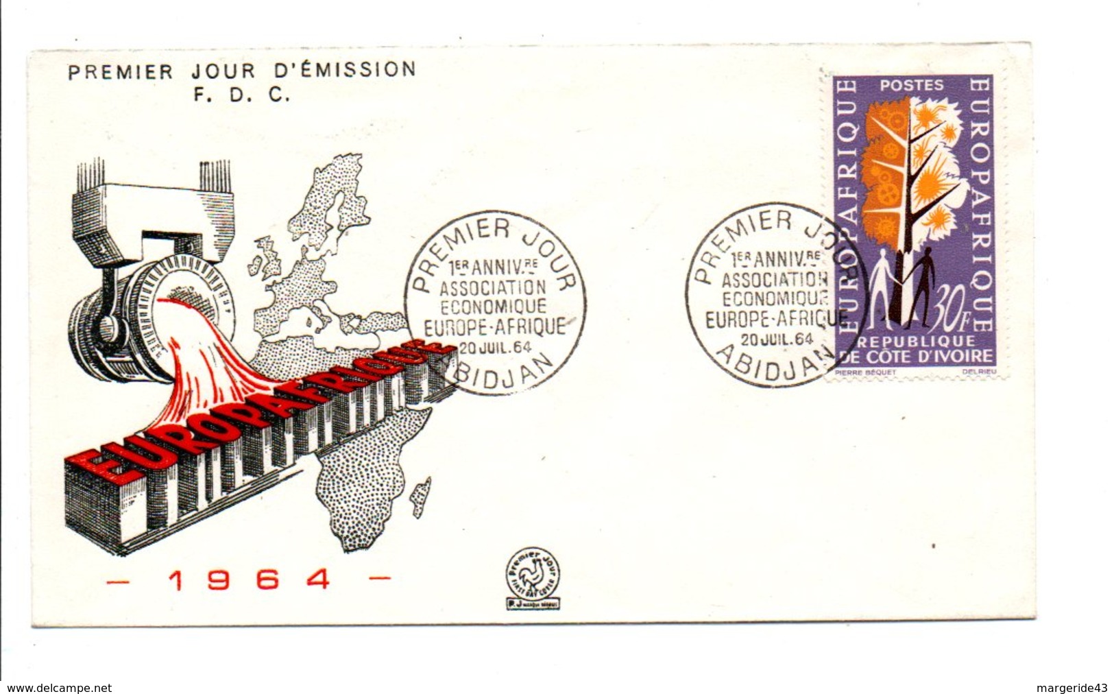 COTE D'IVOIREFDC 1964 ASSOCIATION ECONOMIQUE EUROPE-AFRIQUE - Côte D'Ivoire (1960-...)