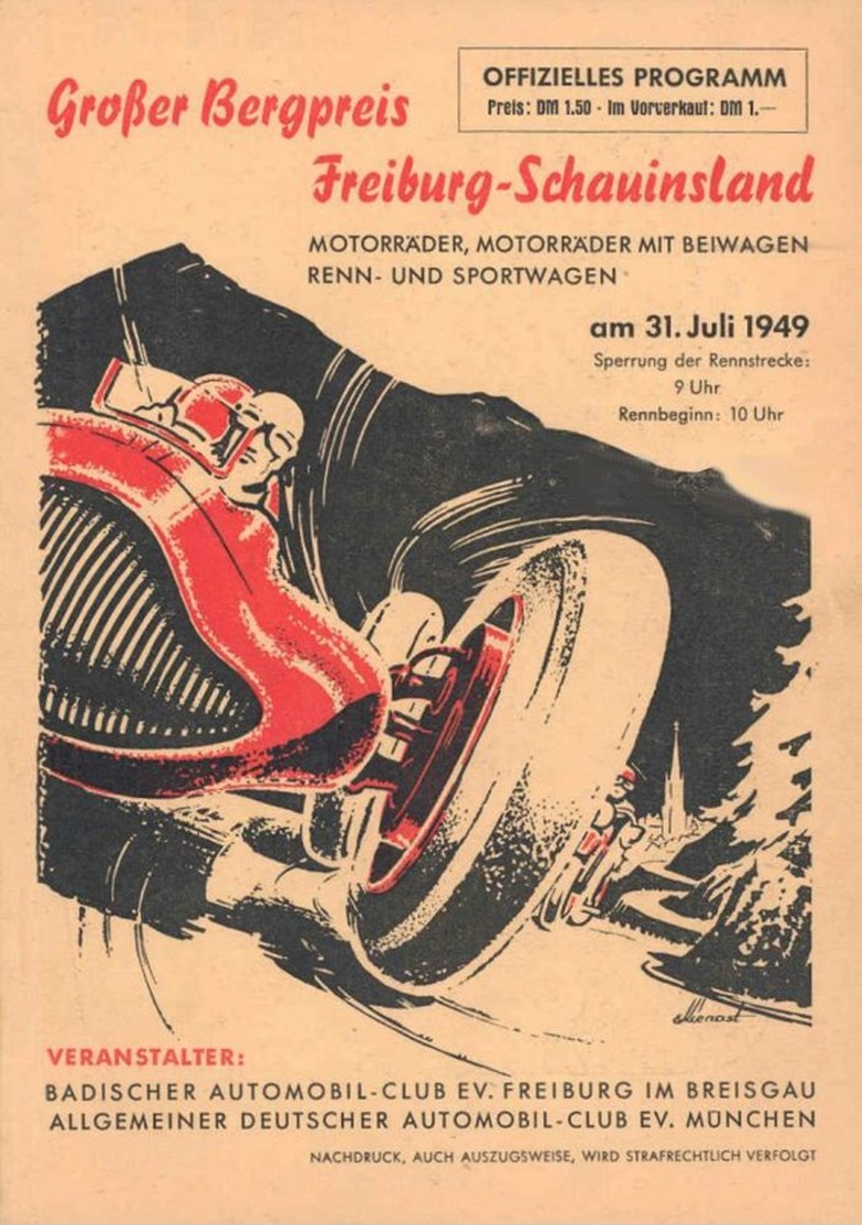 Car Automobile Grand Prix Postcard Freiburg 1949 - Reproduction - Werbepostkarten