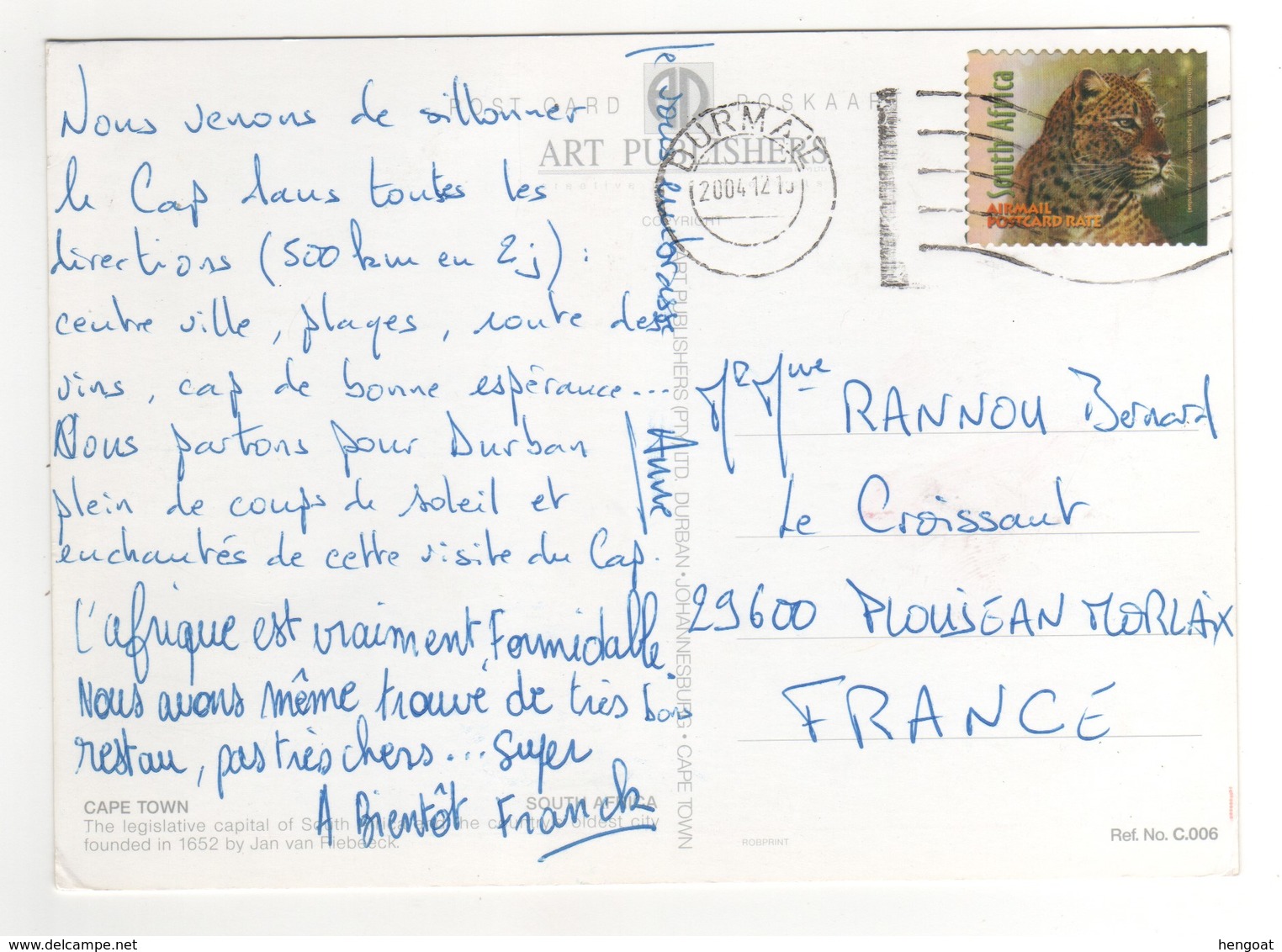 Timbre , Stamp " Panthère " Sur Cp , Carte , Postcard De 2004 - Lettres & Documents