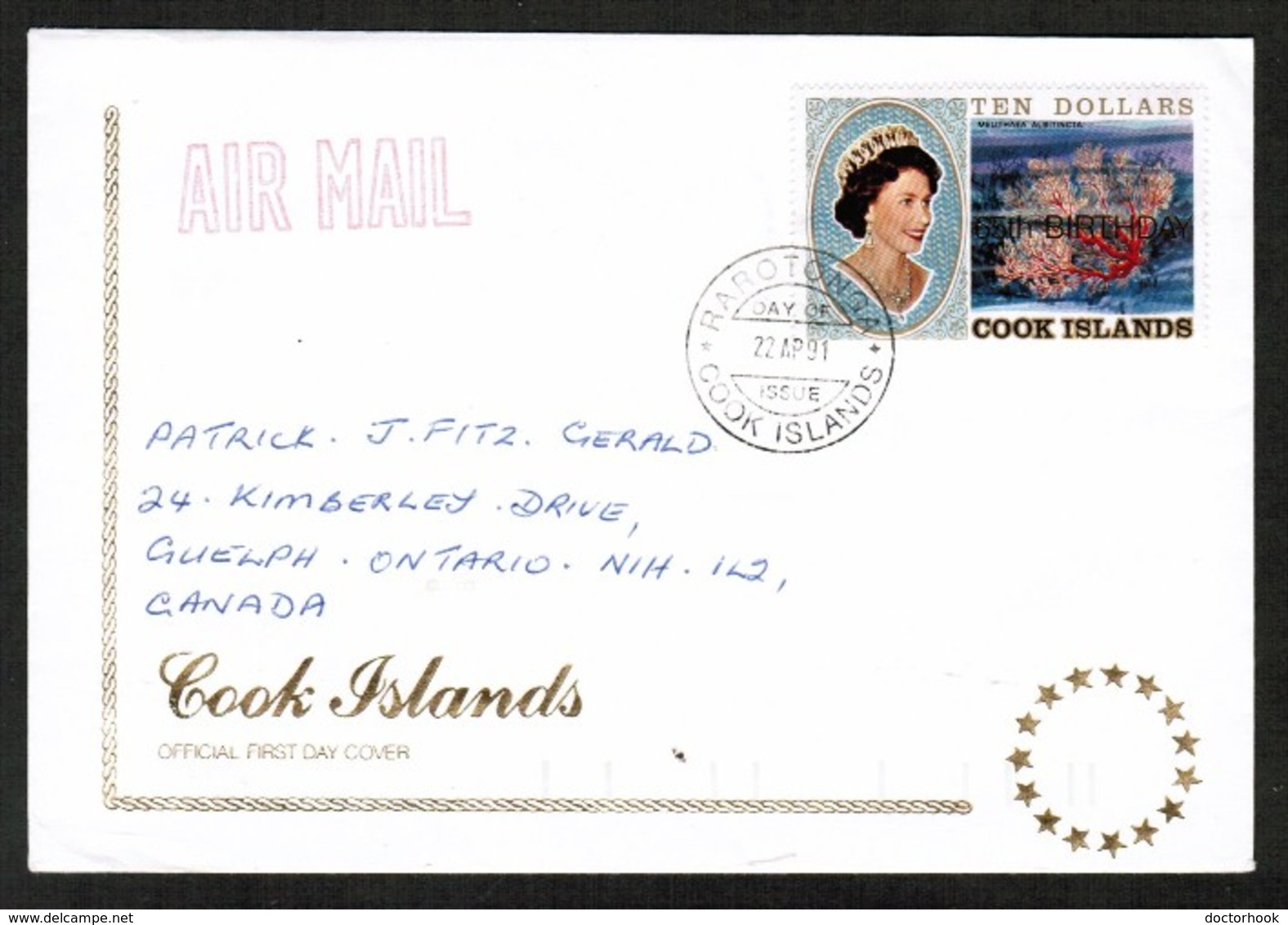 COOK ISLANDS   SCOTT # 1049 On FIRST DAY COVER (FDC) (22/AP/91)) (OS-439) - Cook Islands