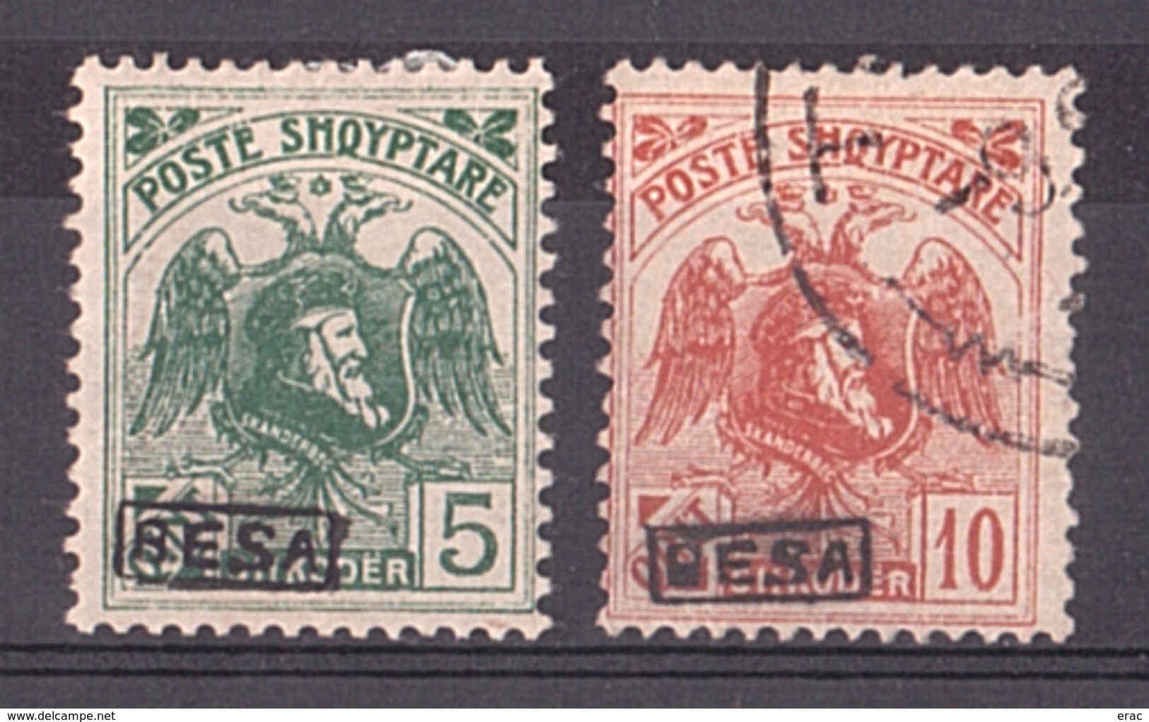 Albanie - 1922 - N° 128 Neuf * Et 129 Oblitéré - Surcharge "BESA" - Albanie