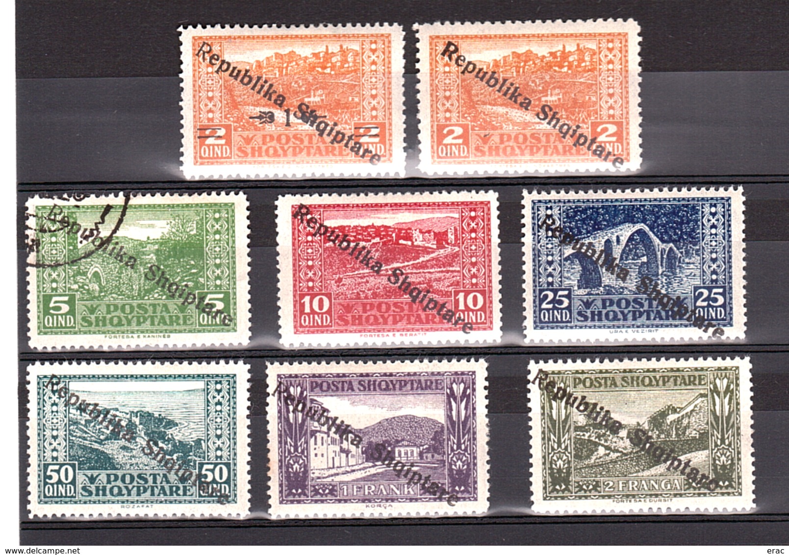 Albanie - 1925 - N° 151 à 158 - Neufs * (1 Oblitéré) - Surchargés - Petite Variété "i" Plus Petit Sur N° 152 - Albanie