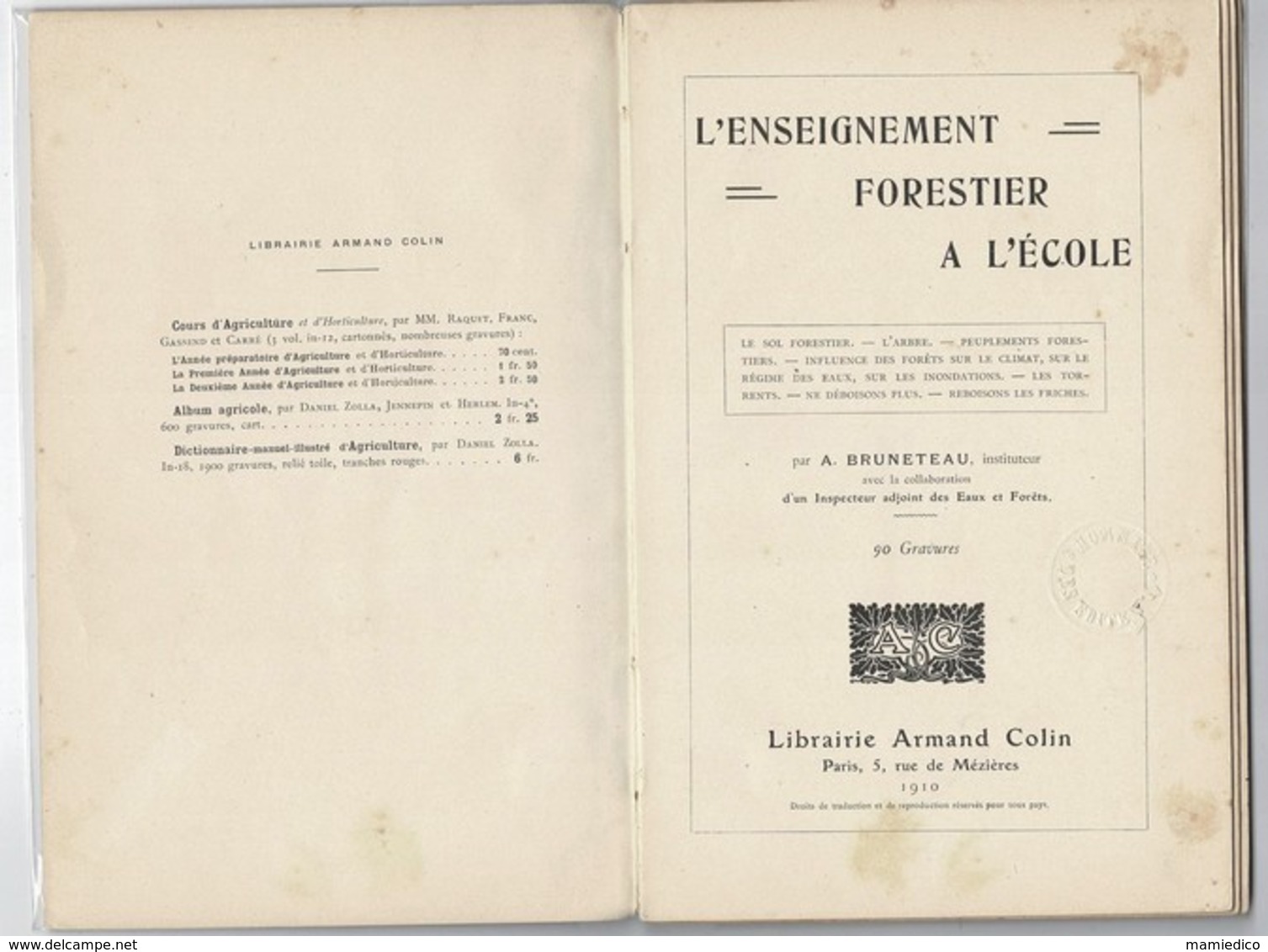 1910 ENSEIGNEMENT FORESTIER A L'ECOLE. 74 PAGES. Intéressant Mais Vendu En L'état. - 1801-1900