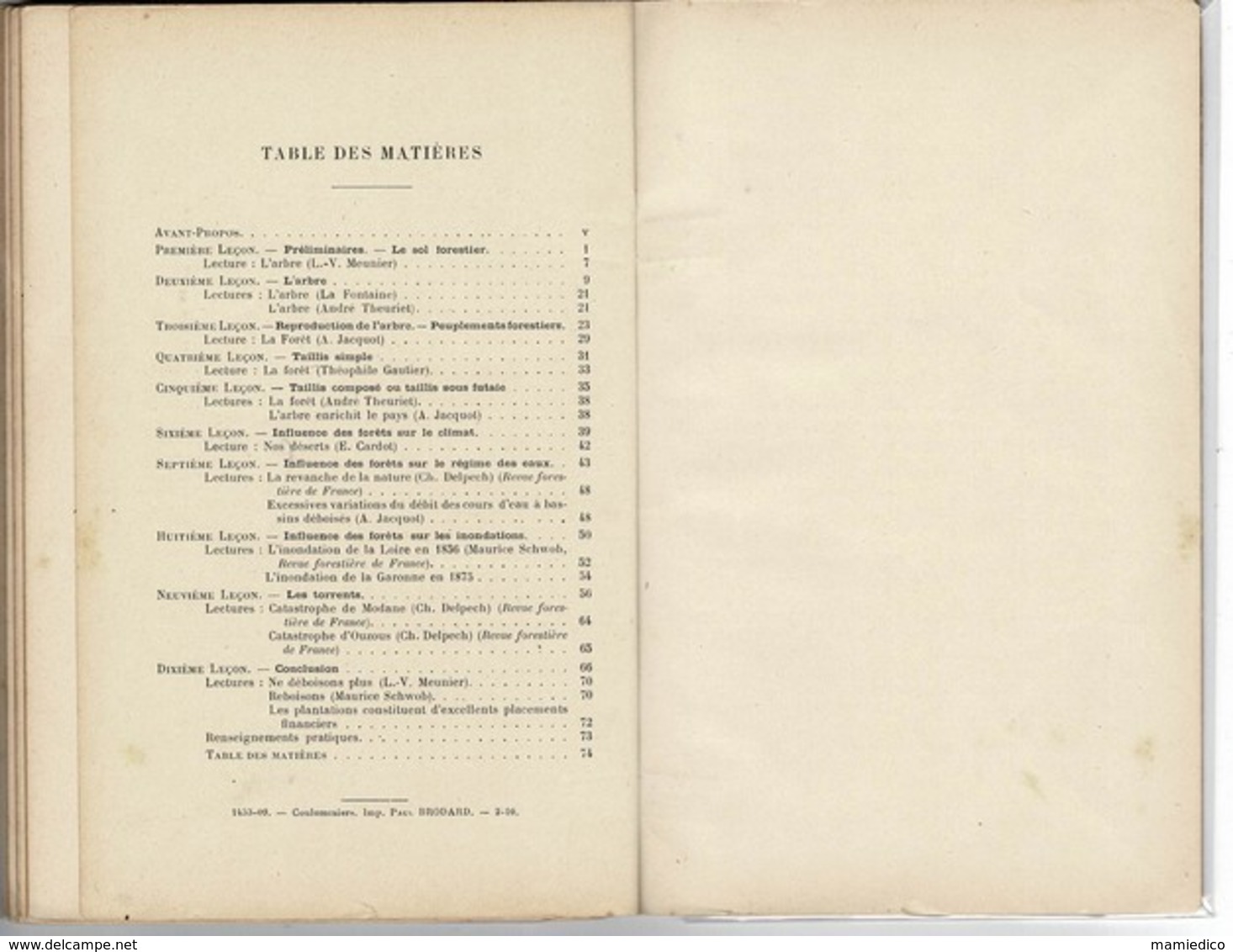 1910 ENSEIGNEMENT FORESTIER A L'ECOLE. 74 PAGES. Intéressant Mais Vendu En L'état. - 1801-1900