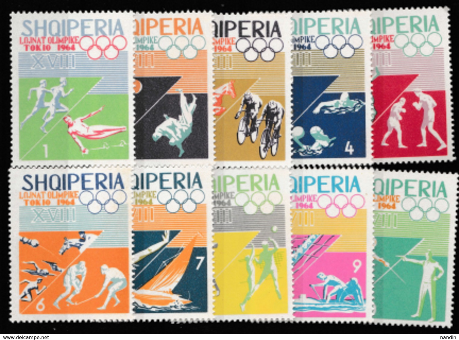 1964 TOKYO OLYMPIC UNUSED  STAMP SET FROM ALBANIA /SPORT/ - Summer 1964: Tokyo