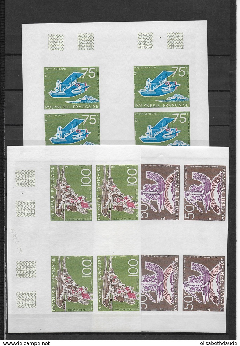 POLYNESIE - SERIE COMPLETE AERIENS YVERT N° 89/91 NON DENTELES EN BLOC De 4 COIN DE FEUILLE  ** - Imperforates, Proofs & Errors