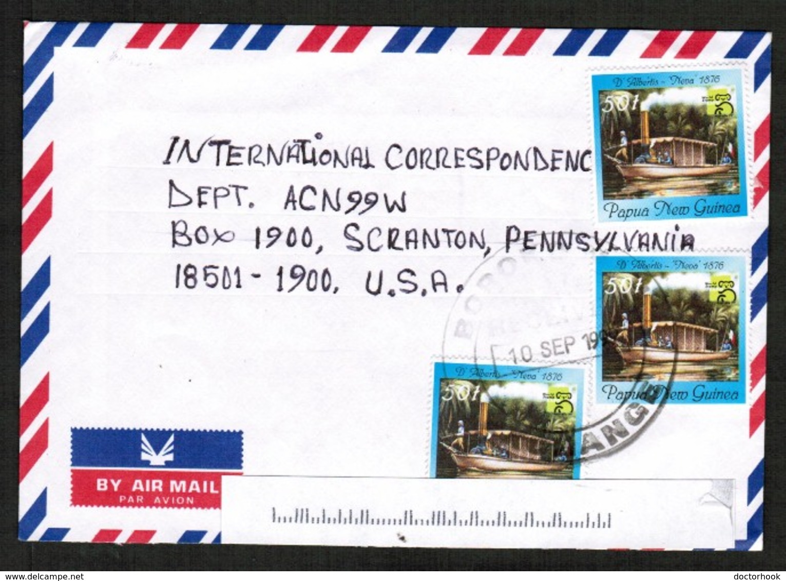 PAPUA NEW GUINEA   SCOTT # 961 (3) On AIRMAIL COVER To SCRANTON, PENN. USA (10/SEP/1999) (OS-443) - Papouasie-Nouvelle-Guinée