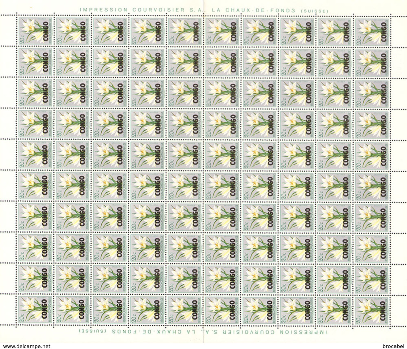 Congo 0384** 20c -  Feuille / Sheet De 100 -MNH- - Autres & Non Classés