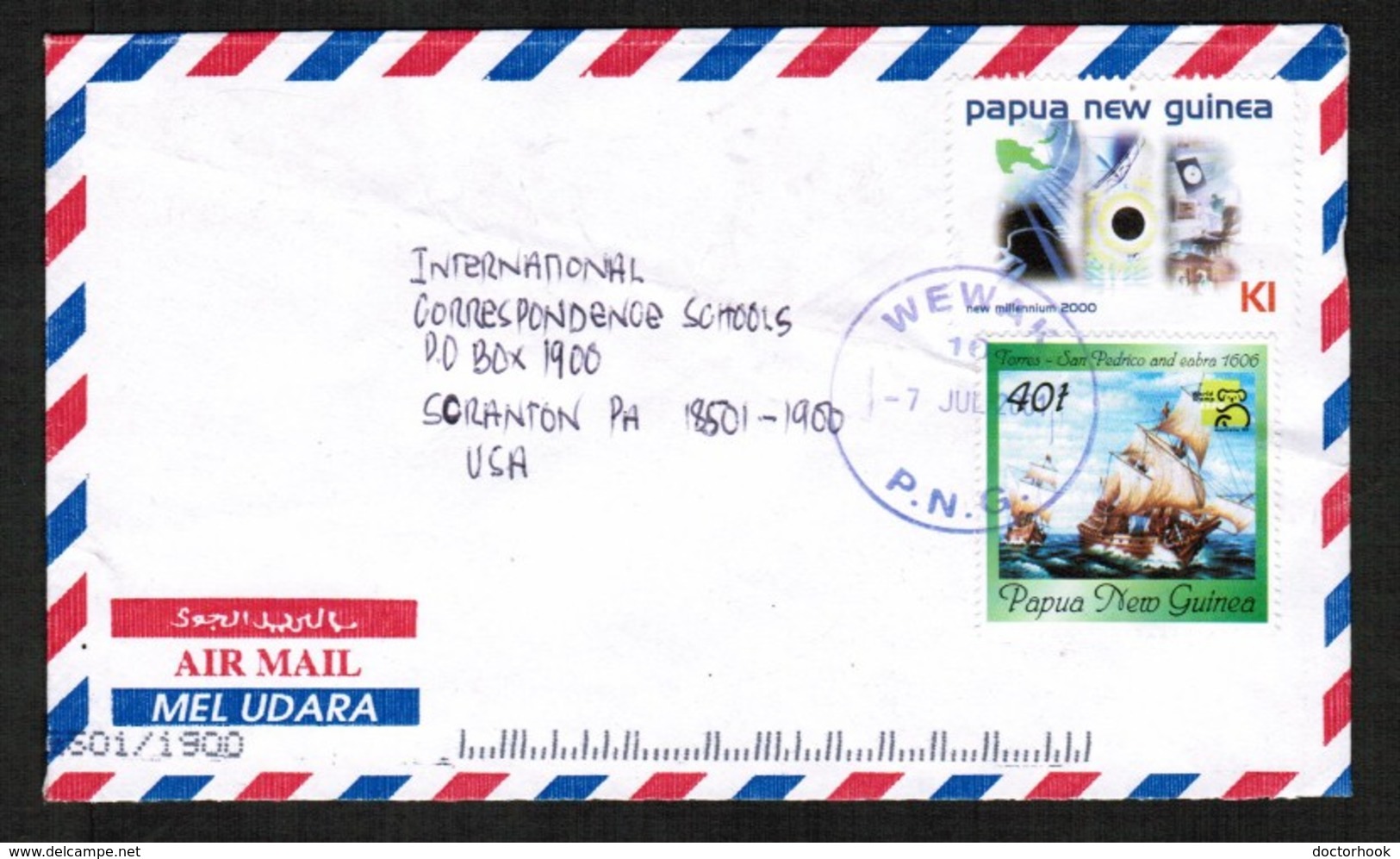 PAPUA NEW GUINEA   SCOTT # 964f & 969 On AIRMAIL COVER To SCRANTON, PENN. USA (7/JUL/2001) (OS-444) - Papouasie-Nouvelle-Guinée