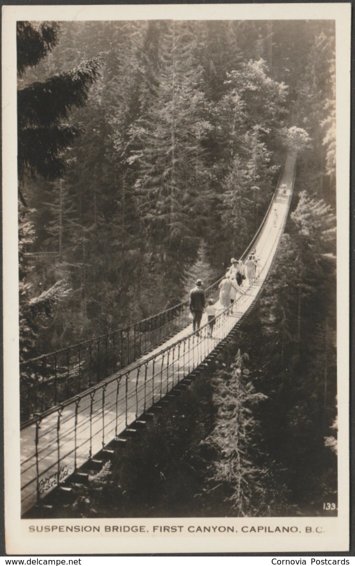 Suspension Bridge, First Canyon, Capilano, British Columbia, C.1920s - Gowen Sutton RPPC - Other & Unclassified